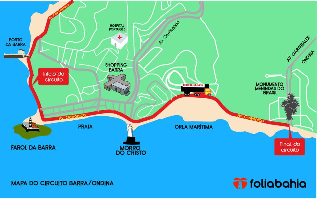 Mapa do circuito Barra - Ondina (Dodô)